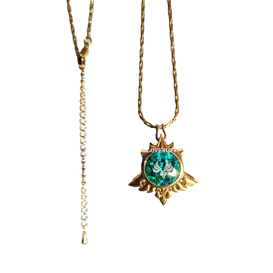 Mondstadt Anemo Hydro Cryo Pyro Geo Electro Dendro Vision Inspired Gem Pendant Long Necklace