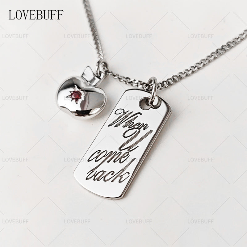 LOVEBUFF LAD Caleb's Apple Pendant Style Silver Charm Bracelet Dainty Necklace