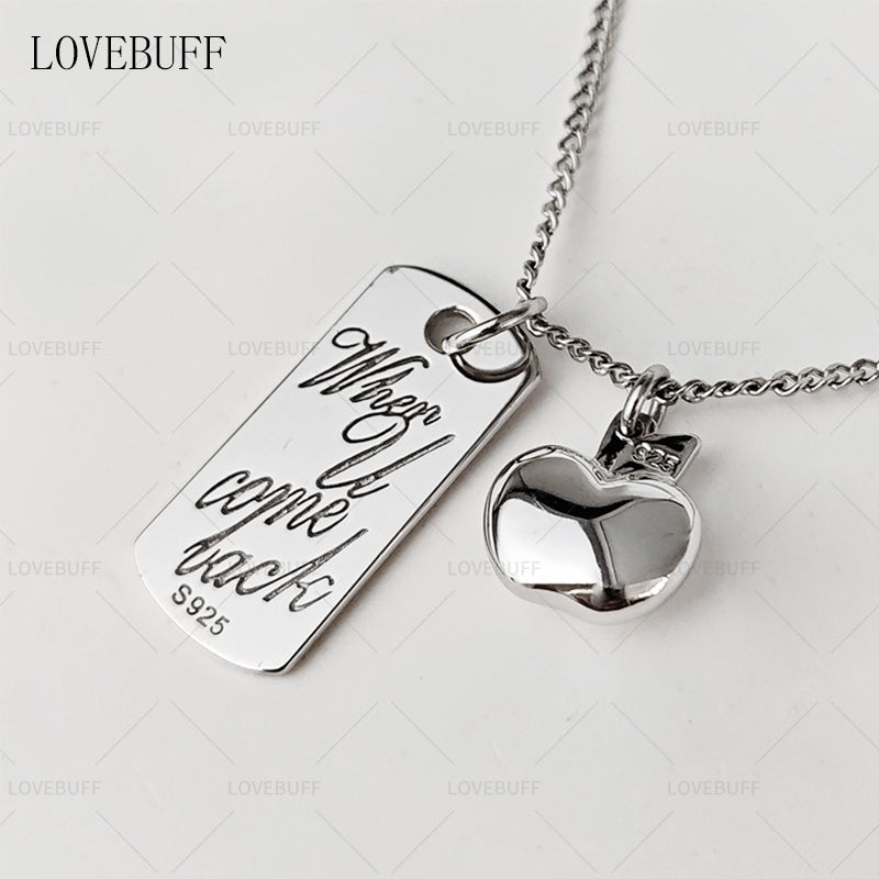 LOVEBUFF LAD Caleb's Apple Pendant Style Silver Charm Bracelet Dainty Necklace