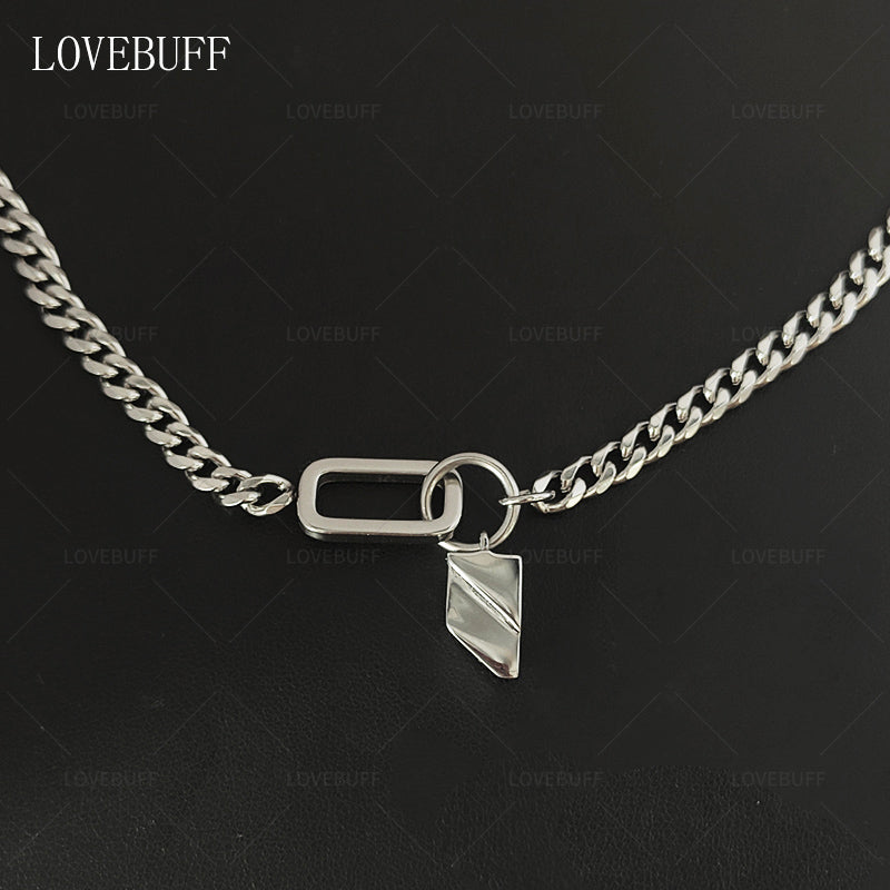 LOVEBUFF LAD Cosplay Athletic Rafayel Stainless Steel Leaf Pendant Link Chain Necklace