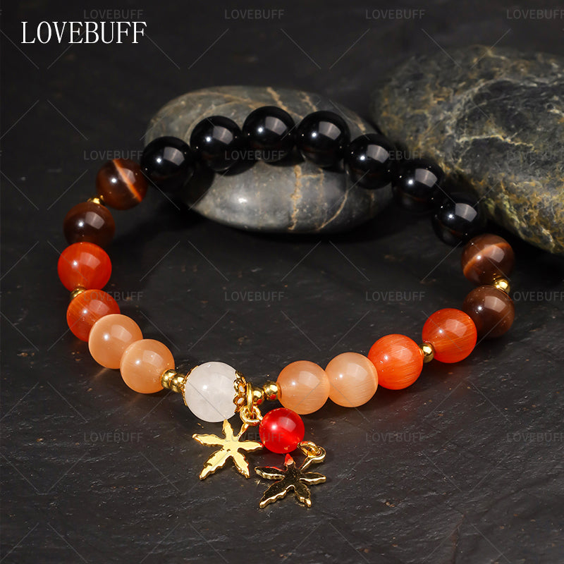 Maple Charm Cat's Eye Beaded Bracelet