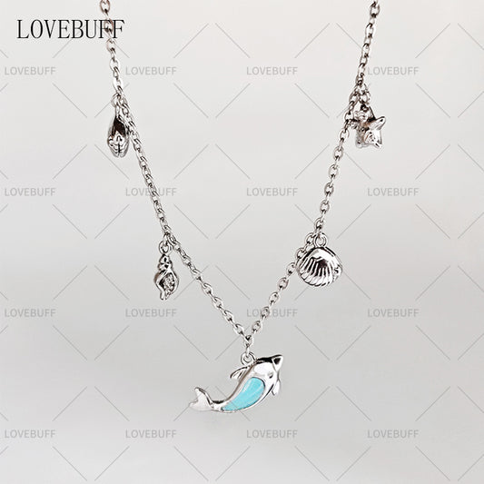 LOVEBUFF Seashell Seasnail Starfish Charm Dolphin Pendant Necklace