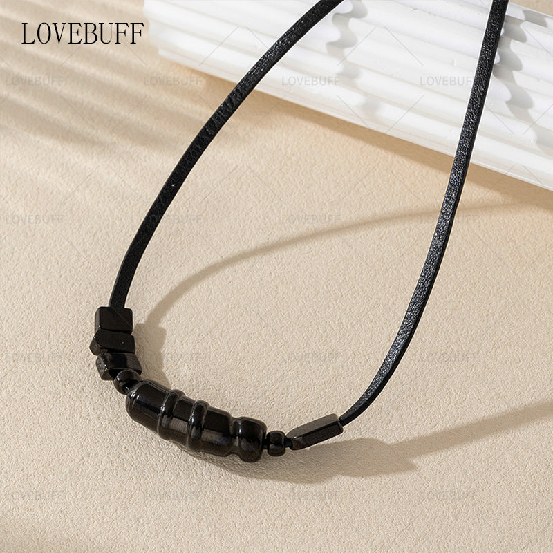LOVEBUFF LAD Sylus: Immobilized Within Reach Copper Beads Leather Cord Necklace