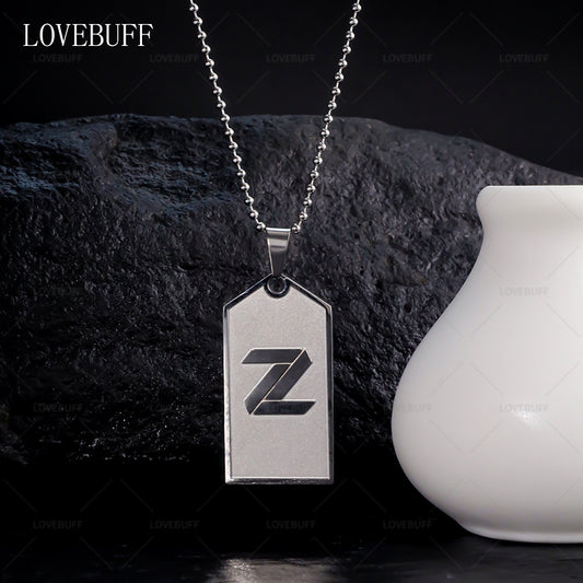 LOVEBUFF Tears of Themis Marius Letter Z Dog Tag Titanium Steel Necklace