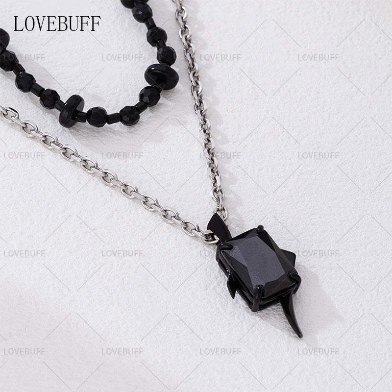 LOVEBUFF LAD Sylus Where Hearts Live MC's  Beads Metal Chain Layered Necklace