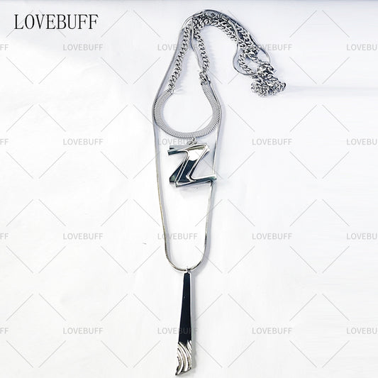 LOVEBUFF Tears of Themis Marius Theme Letter Z Pendant Titanium Steel Necklace 2pc Set