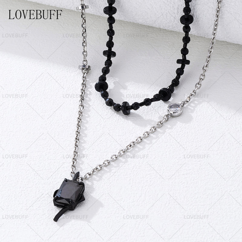 LOVEBUFF LAD Sylus Where Hearts Live MC's  Beads Metal Chain Layered Necklace