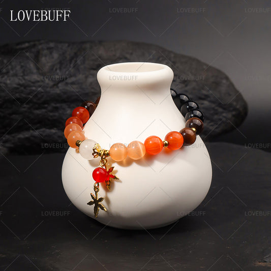 Maple Charm Cat's Eye Beaded Bracelet