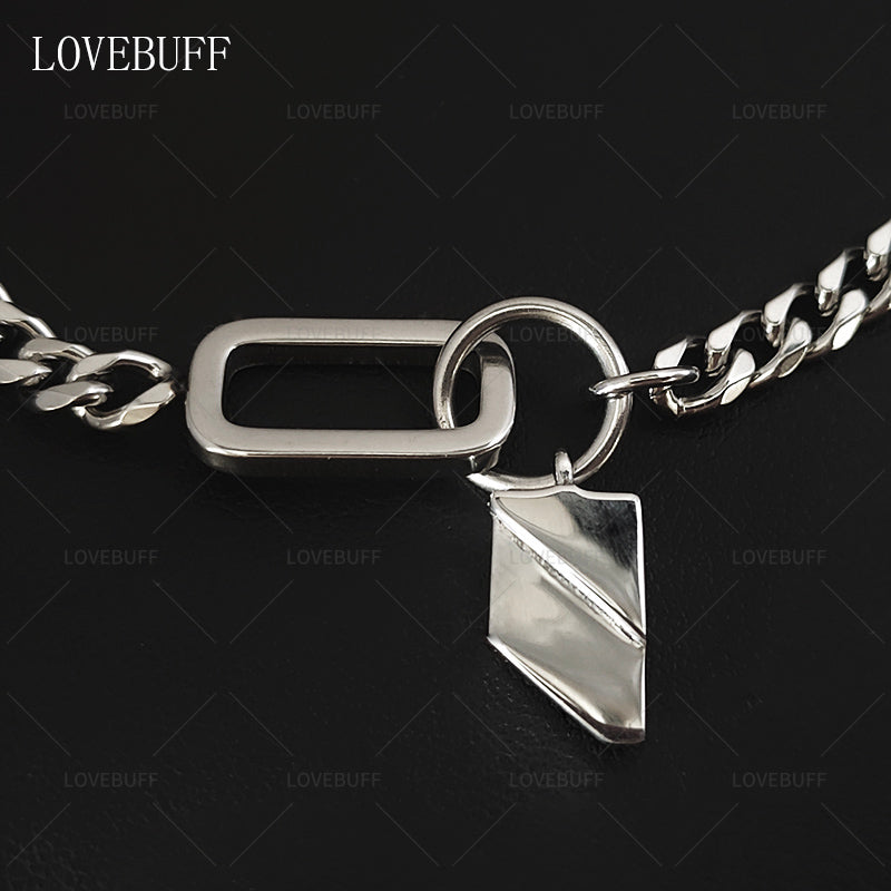 LOVEBUFF LAD Cosplay Athletic Rafayel Stainless Steel Leaf Pendant Link Chain Necklace
