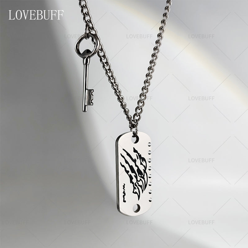 LOVEBUFF LAD Caleb: Tainted Cuts Tag & Key Pendants Necklace