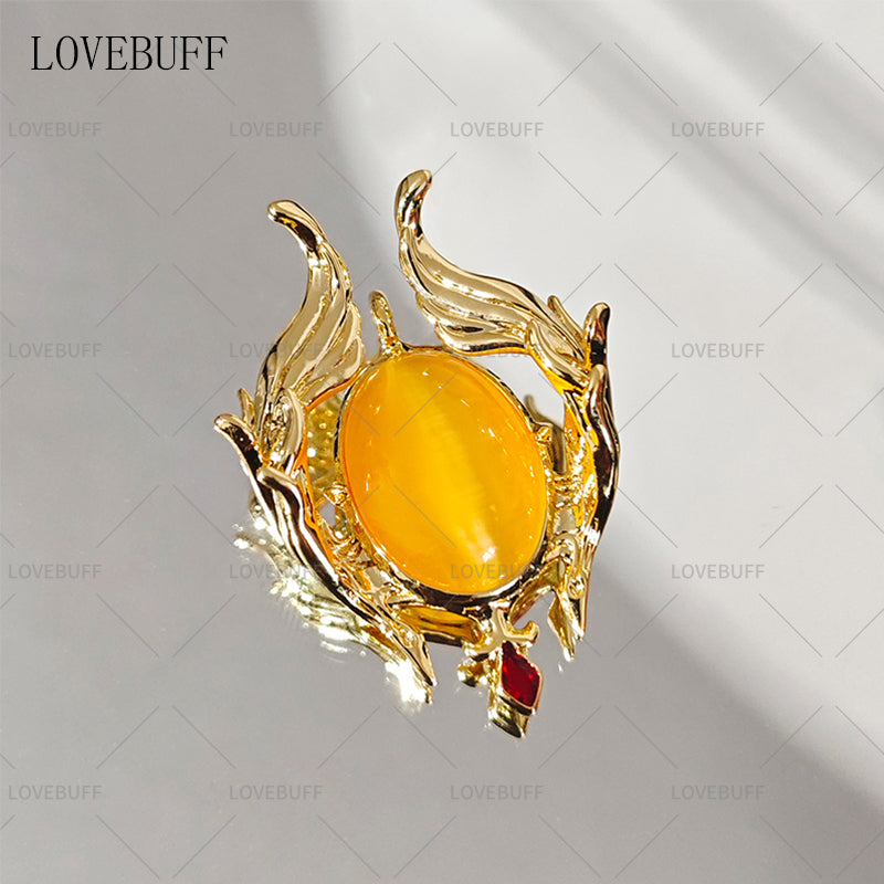 LOVEBUFF Wuthering Waves Carlotta Gift Romantic Brooch Inspired Cat's Eye Gemstone Pendant Necklace