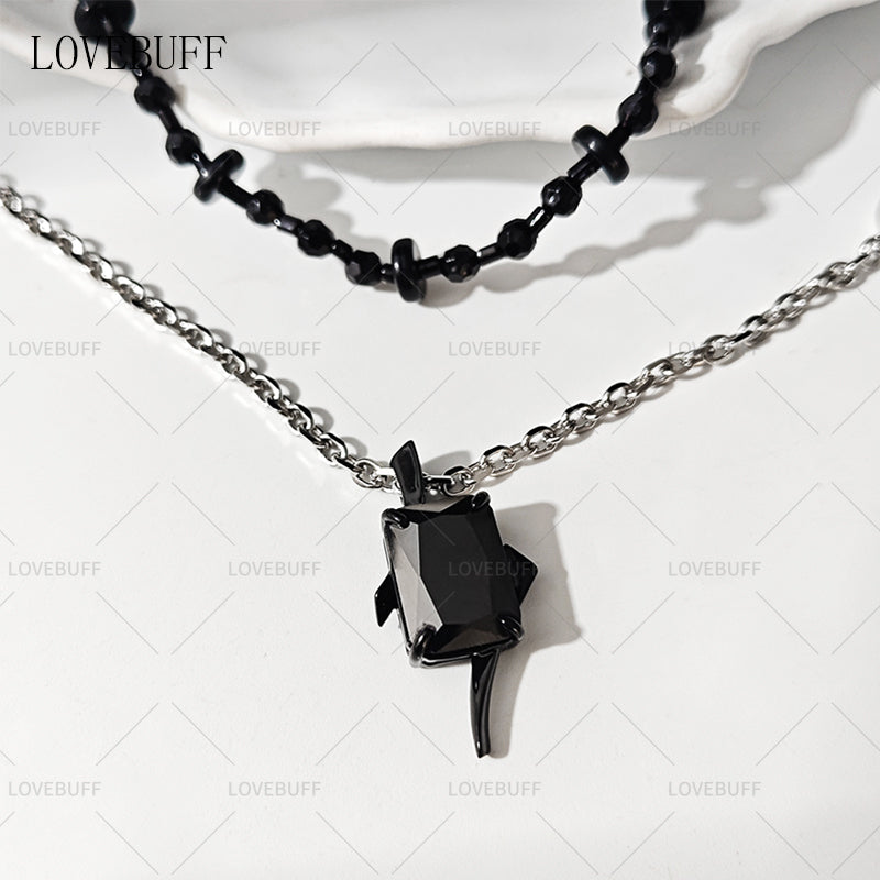 LOVEBUFF LAD Sylus Where Hearts Live MC's Beads Metal Chain Layered Necklace