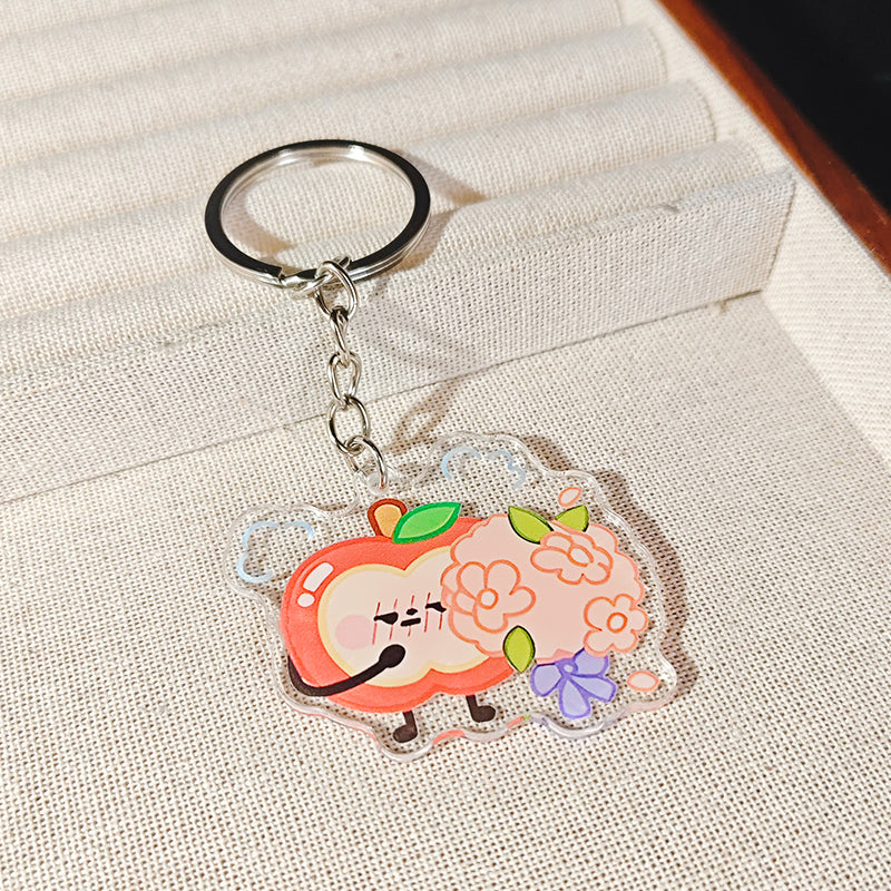 LOVEBUFF LAD Artsy Birb Happy Snowman Grumpy Crow Galaxy Kid Sunny Apple Meme Keychain 5pc Set