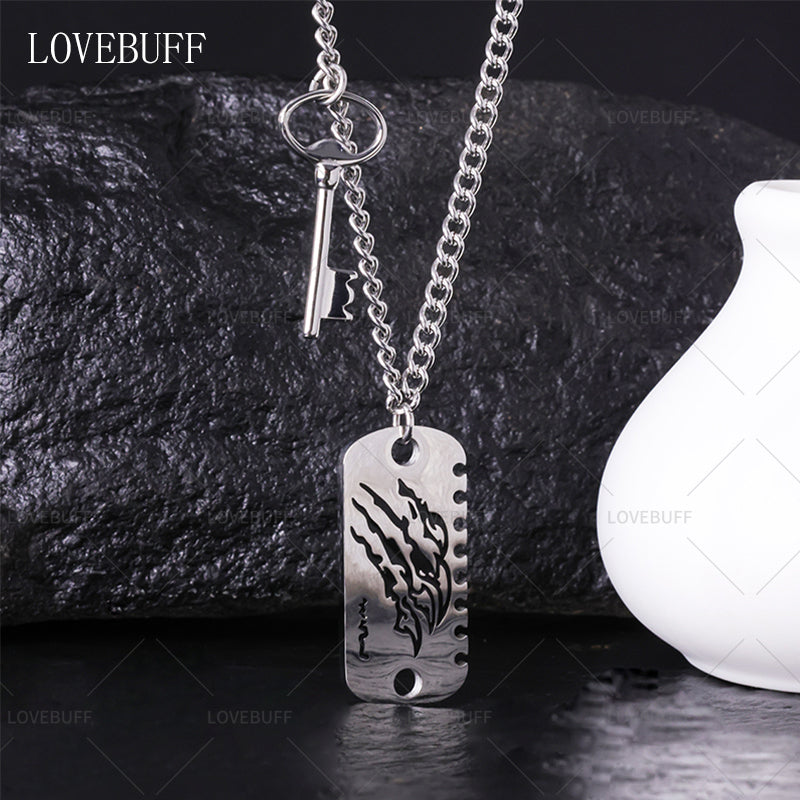 LOVEBUFF LAD Caleb: Tainted Cuts Tag & Key Pendants Necklace