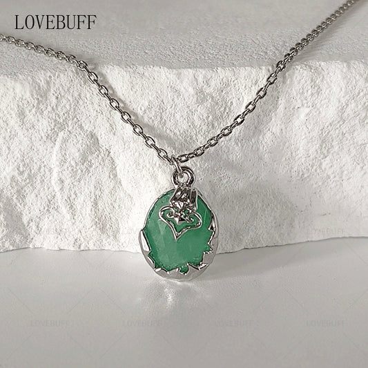 LOVEBUFF Aventurine Gemstone Pendant Dainty Necklace