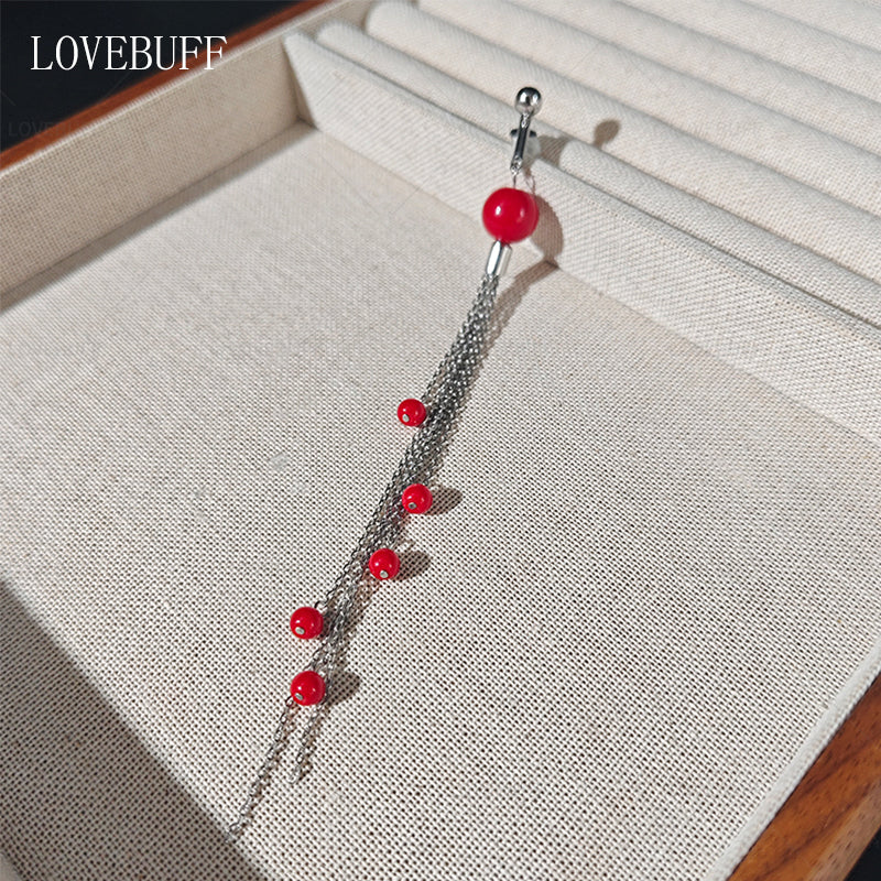 LOVEBUFF I Am Nobody Chen Duo Red Beads Earrings