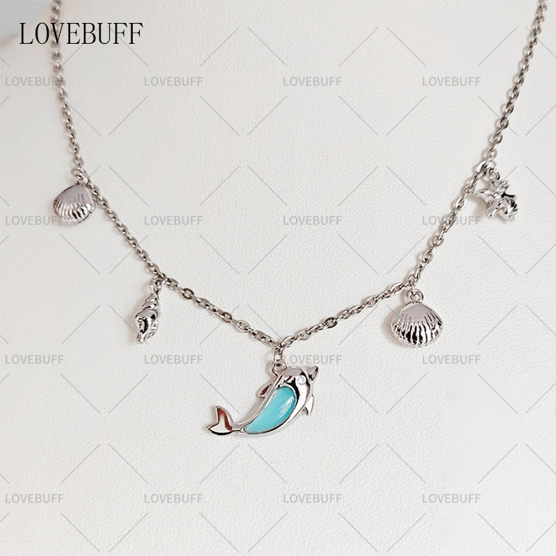 LOVEBUFF Seashell Seasnail Starfish Charm Dolphin Pendant Necklace