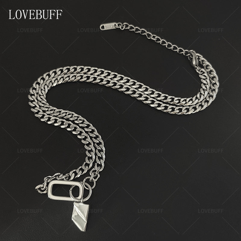 LOVEBUFF LAD Cosplay Athletic Rafayel Stainless Steel Leaf Pendant Link Chain Necklace