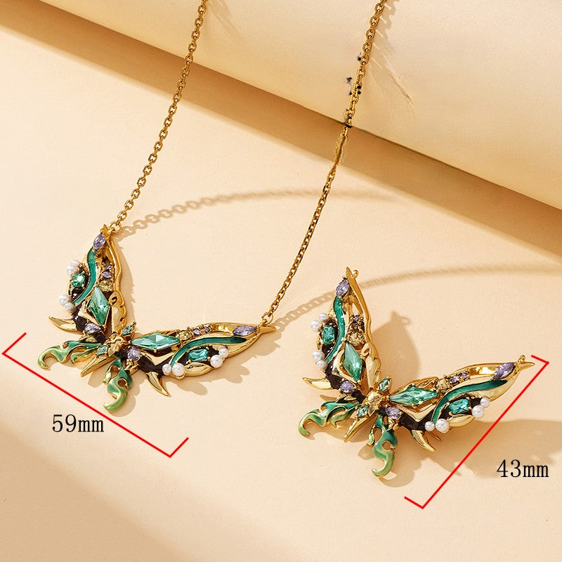 LOVEBUFF Genshin Impact Xiao 테마 인상 버터플라이 핀 브로치 & 목걸이