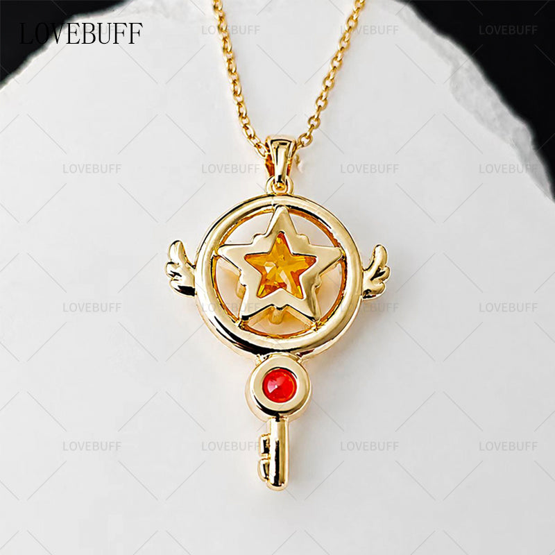 LOVEBUFF 카드캡터 사쿠라 Cardcaptor Sakura Kinomoto Star Key Inspired Necklace