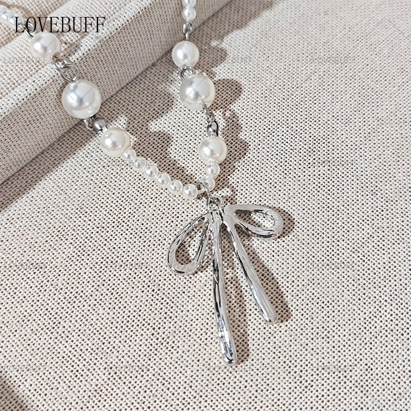 LOVEBUFF LAD You and Midsummer Sylus Lovespeed Ride MC's Ornate Knots Bowknot Pendant Pearl Necklace Earrings