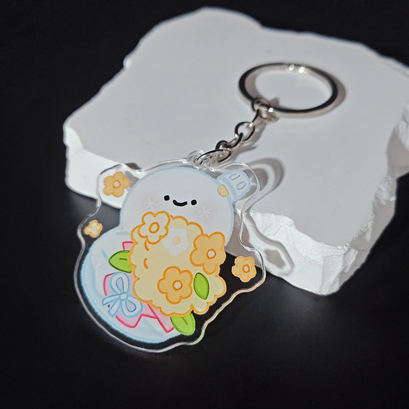 LOVEBUFF LAD Artsy Birb Happy Snowman Grumpy Crow Galaxy Kid Sunny Apple Meme Keychain 5pc Set