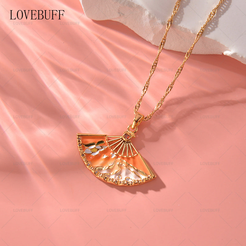 LOVEBUFF Genshin Impact Kamisato Ayaka Collar con colgante estilo fan para ella y los amantes de los juegos