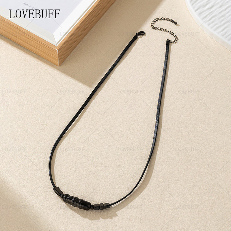 LOVEBUFF LAD Sylus: Immobilized Within Reach Copper Beads Leather Cord Necklace