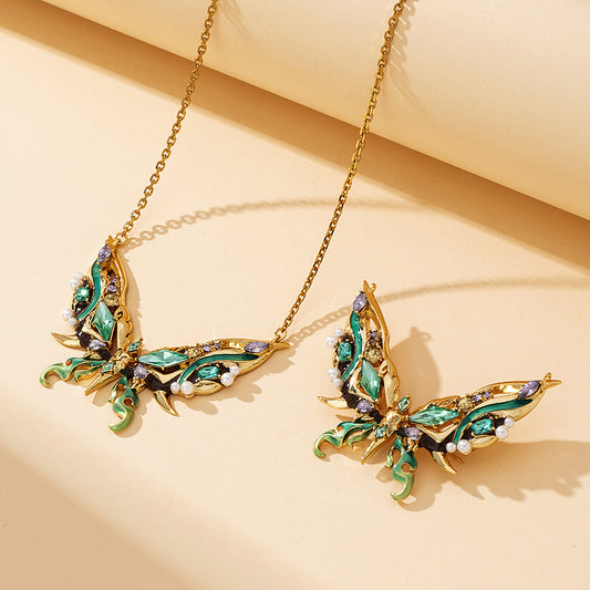 LOVEBUFF Butterfly Pin Brooch & Necklace