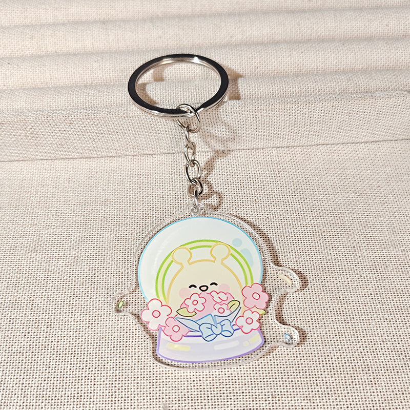 LOVEBUFF LAD Artsy Birb Happy Snowman Grumpy Crow Galaxy Kid Sunny Apple Meme Keychain 5pc Set