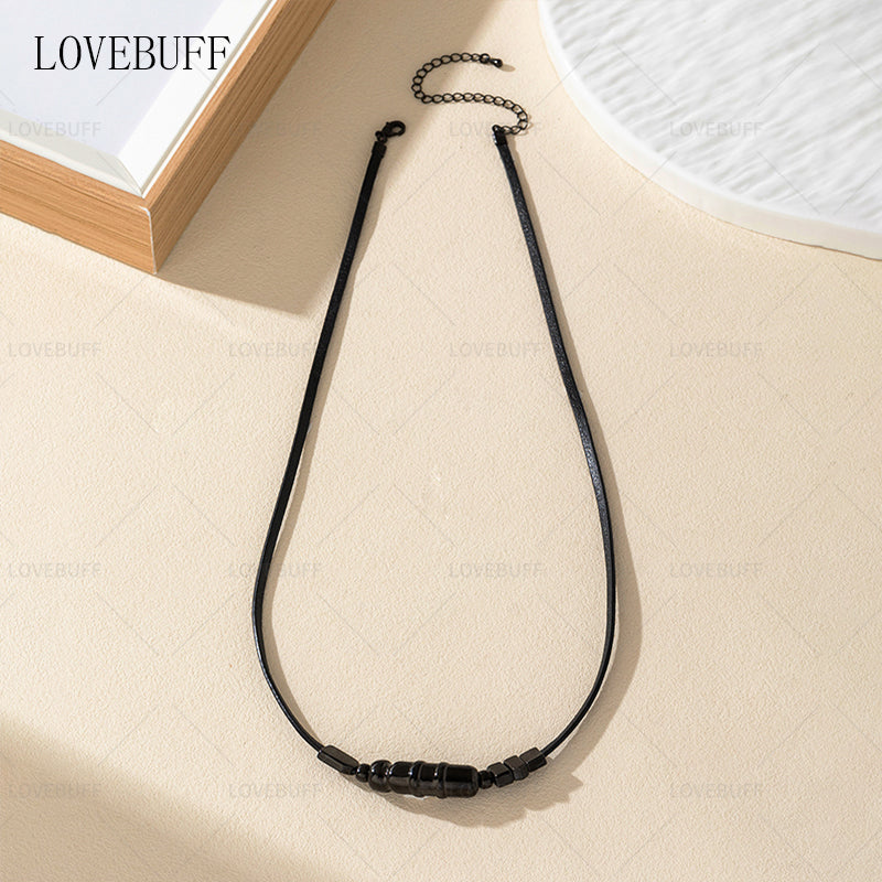 LOVEBUFF LAD Sylus: Immobilized Within Reach Copper Beads Leather Cord Necklace