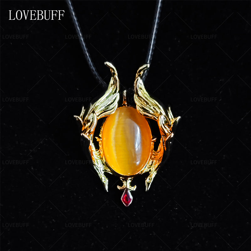 LOVEBUFF Wuthering Waves Carlotta Gift Romantic Brooch Inspired Cat's Eye Gemstone Pendant Necklace