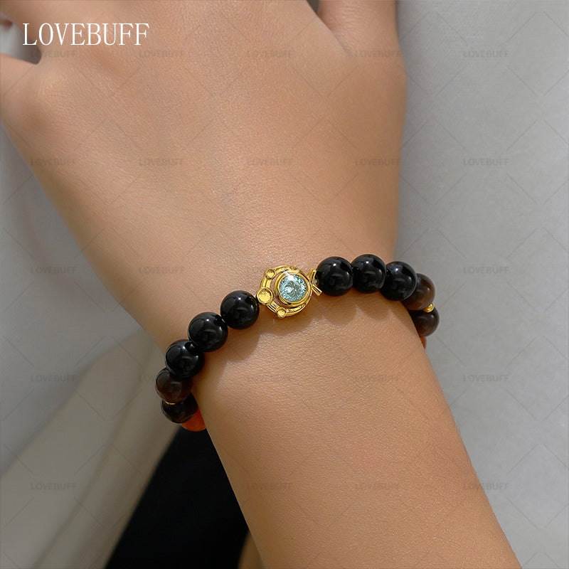 Maple Charm Cat's Eye Beaded Bracelet