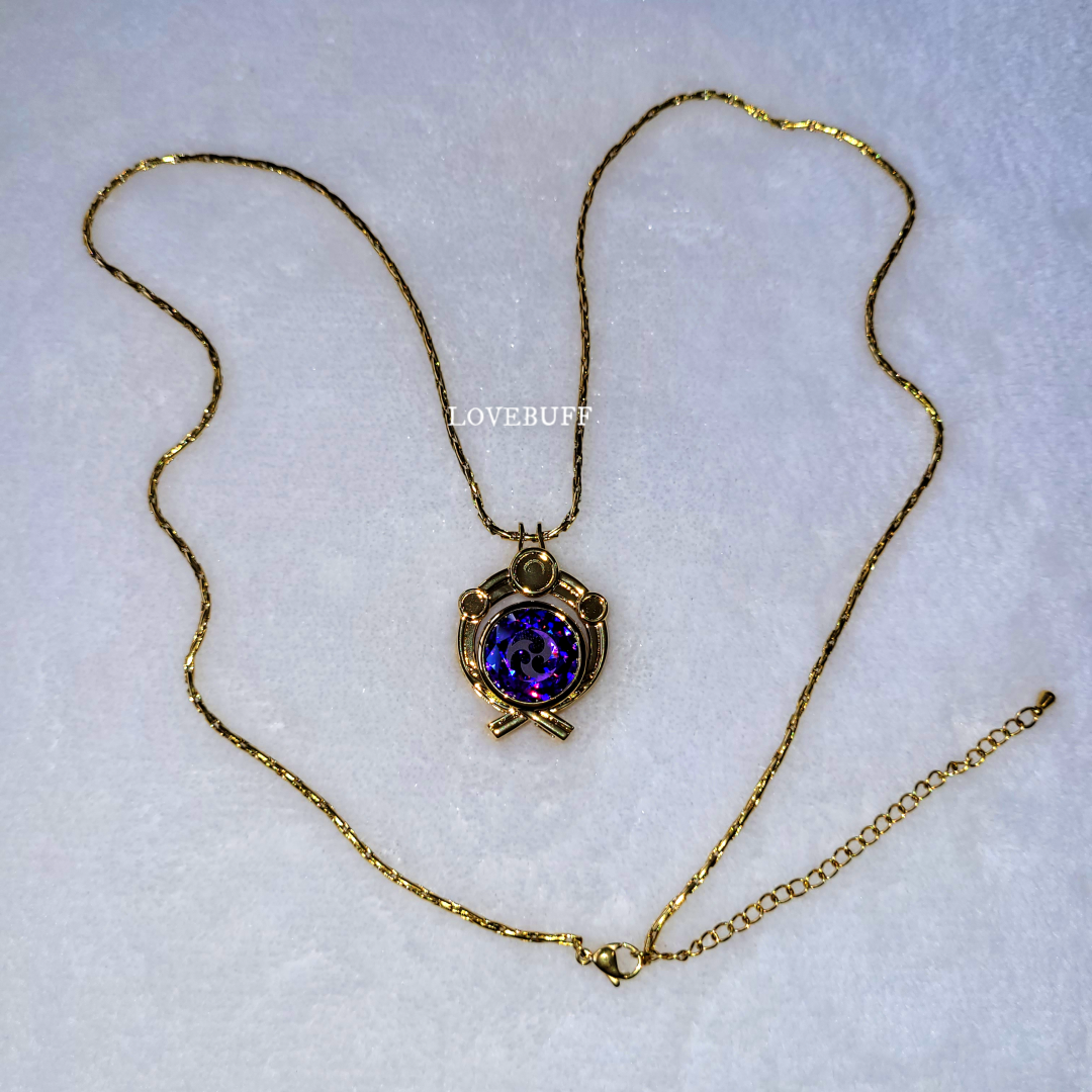 LOVEBUFF Colgante de gema Collar largo Genshin Impact Inazuma Vision Elements Hydro Cryo Pyro Geo Electro Dendro Anemo Collar inspirado