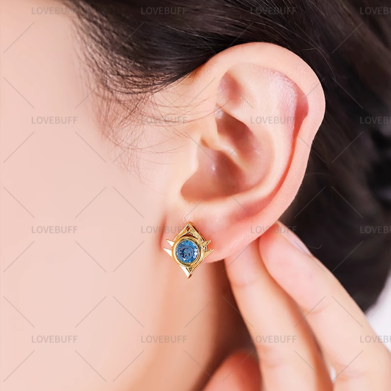 LOVEBUFF Genshin Impact Snezhnaya Gem Vision Pendientes Elementos Cryo Dendro Electro Anemo Geo Pyro Hydro