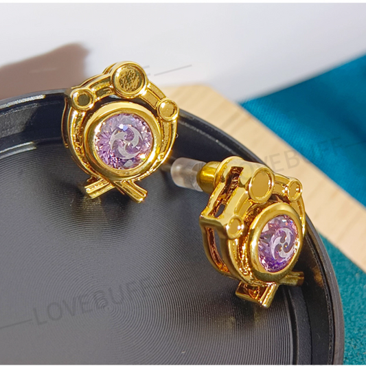 Inazuma Vision Inspired Zircon Gemstone Stud Earrings