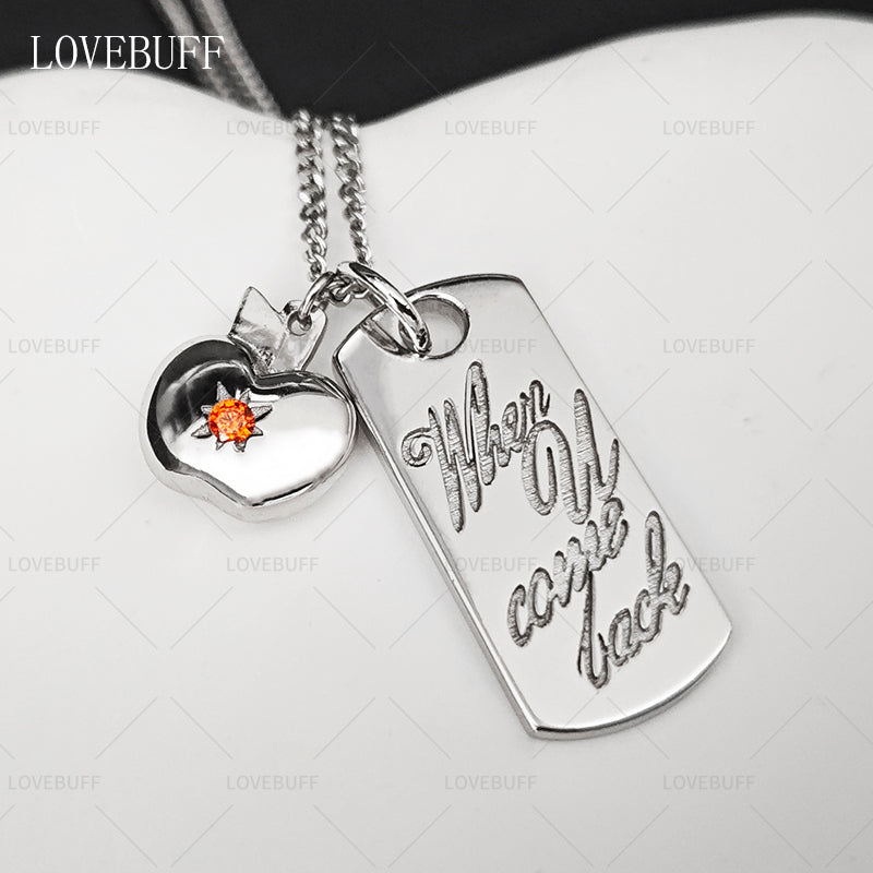 LOVEBUFF LAD Caleb's Apple Pendant Style Silver Charm Necklace Bracelet