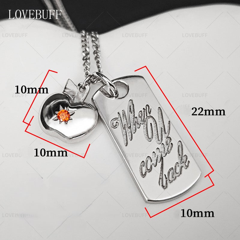 LOVEBUFF LAD Caleb's Apple Pendant Style Silver Charm Necklace Bracelet