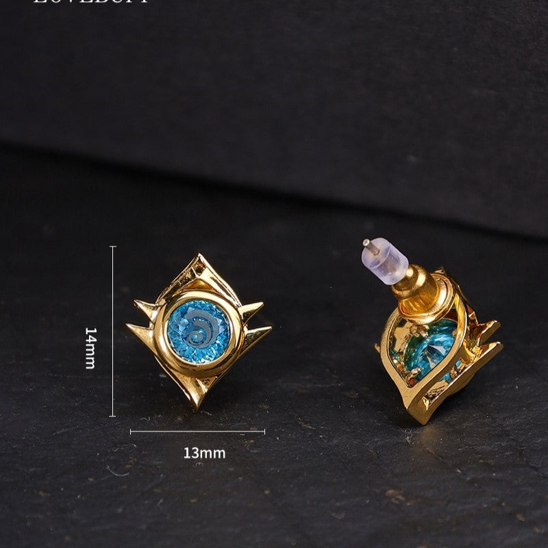 LOVEBUFF Genshin Impact Snezhnaya Gem Vision Pendientes Elementos Cryo Dendro Electro Anemo Geo Pyro Hydro