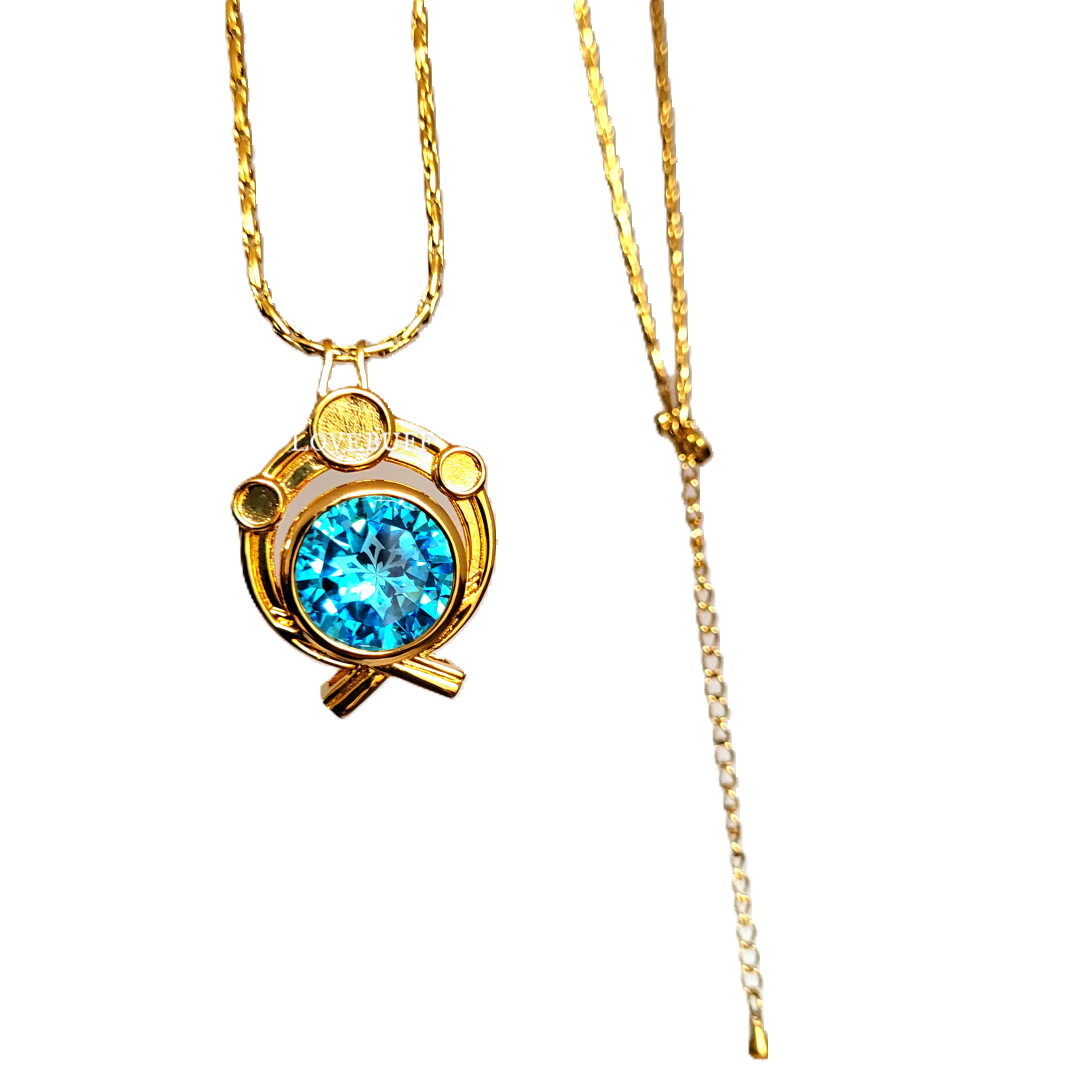 LOVEBUFF Colgante de gema Collar largo Genshin Impact Inazuma Vision Elements Hydro Cryo Pyro Geo Electro Dendro Anemo Collar inspirado