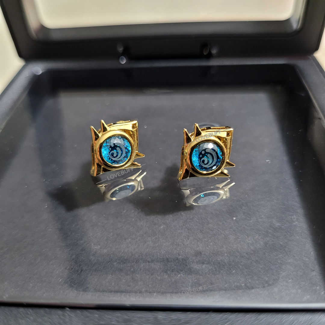 LOVEBUFF Genshin Impact Snezhnaya Gem Vision Pendientes Elementos Cryo Dendro Electro Anemo Geo Pyro Hydro