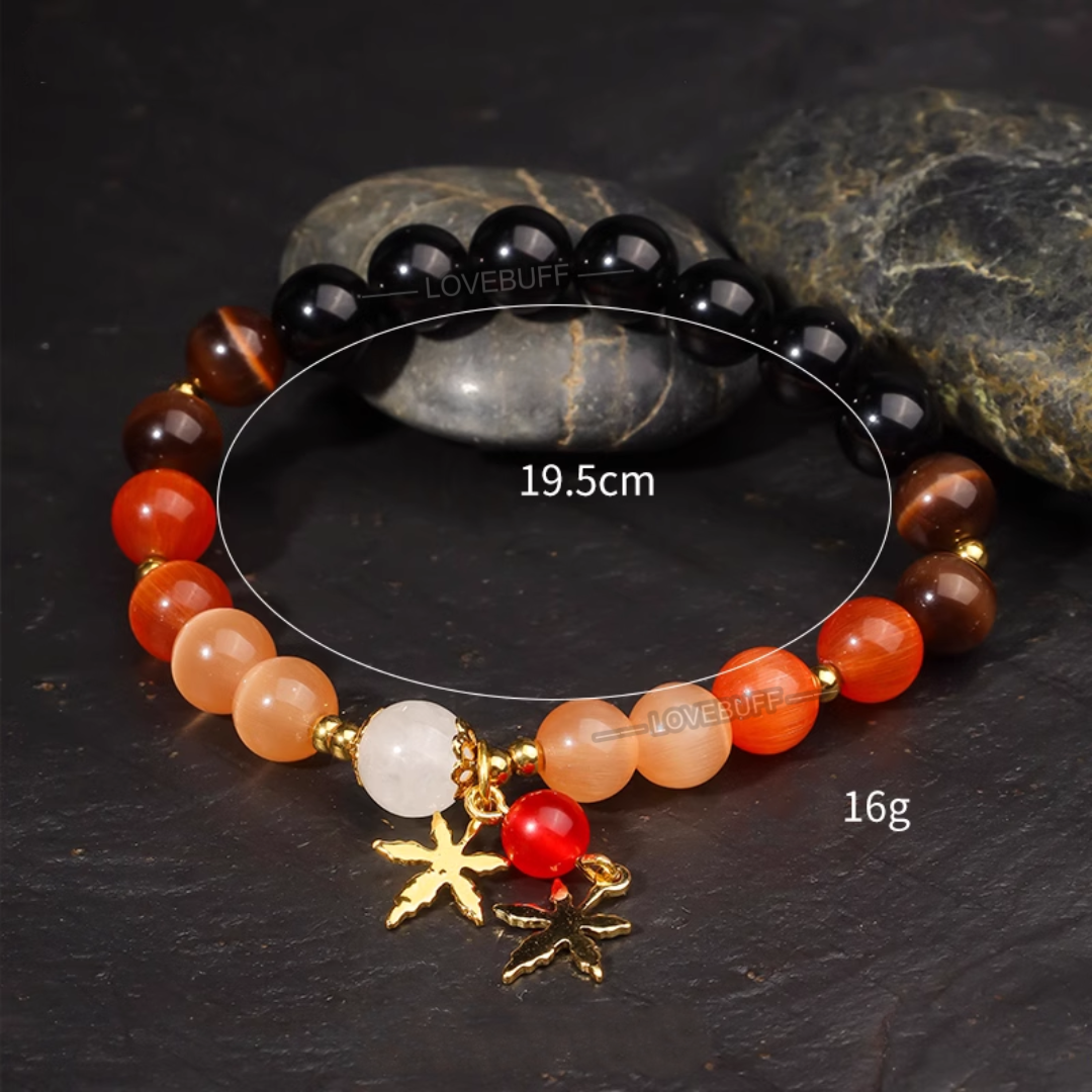 Maple Charm Cat's Eye Beaded Bracelet