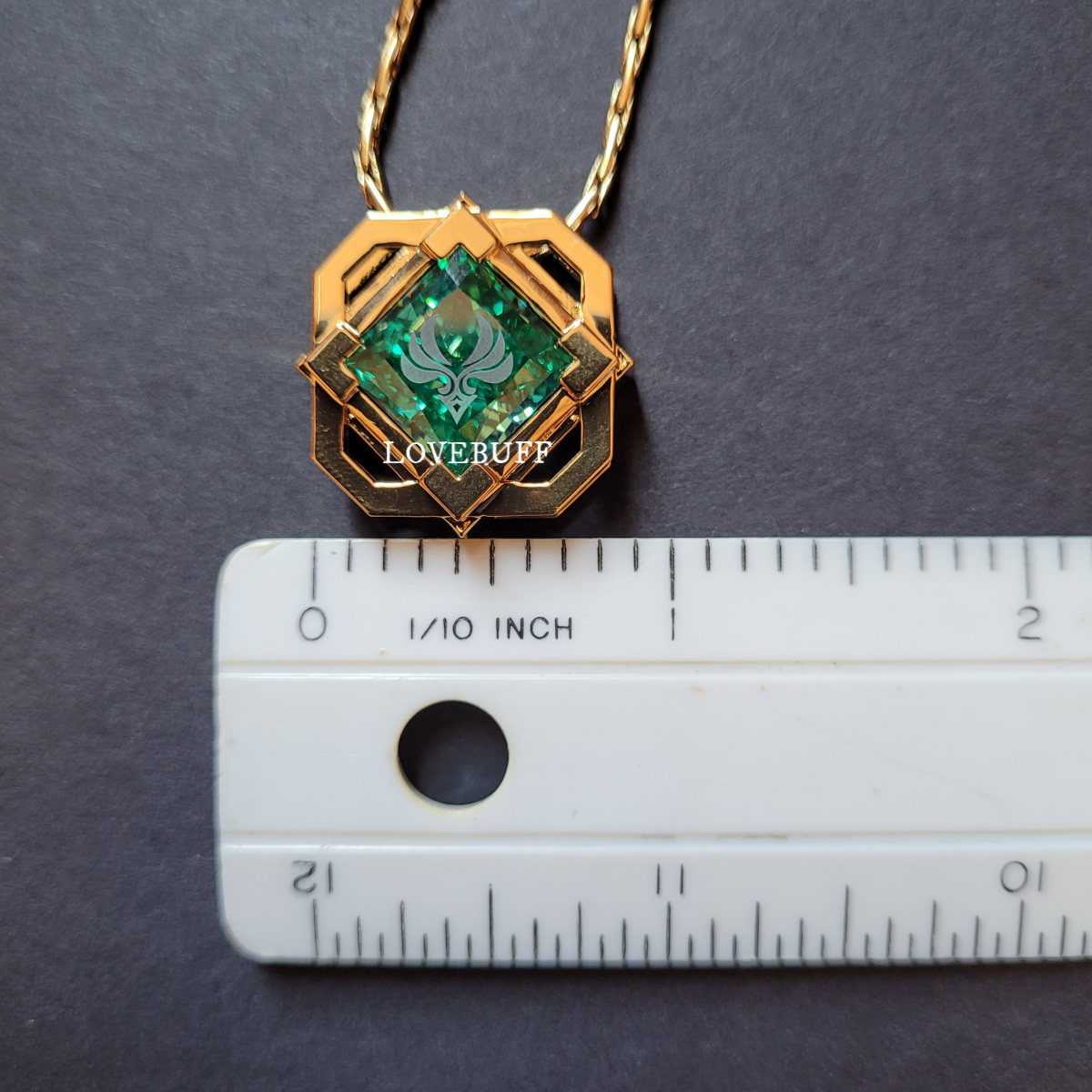 LOVEBUFF Colgante de gema Collar largo Genshin Impact Liyue Vision Elements Hydro Cryo Pyro Geo Electro Dendro Anemo Collar inspirado