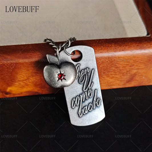 LOVEBUFF LAD Caleb Apple Necklace Inspired When U Come Back Tag Necklace
