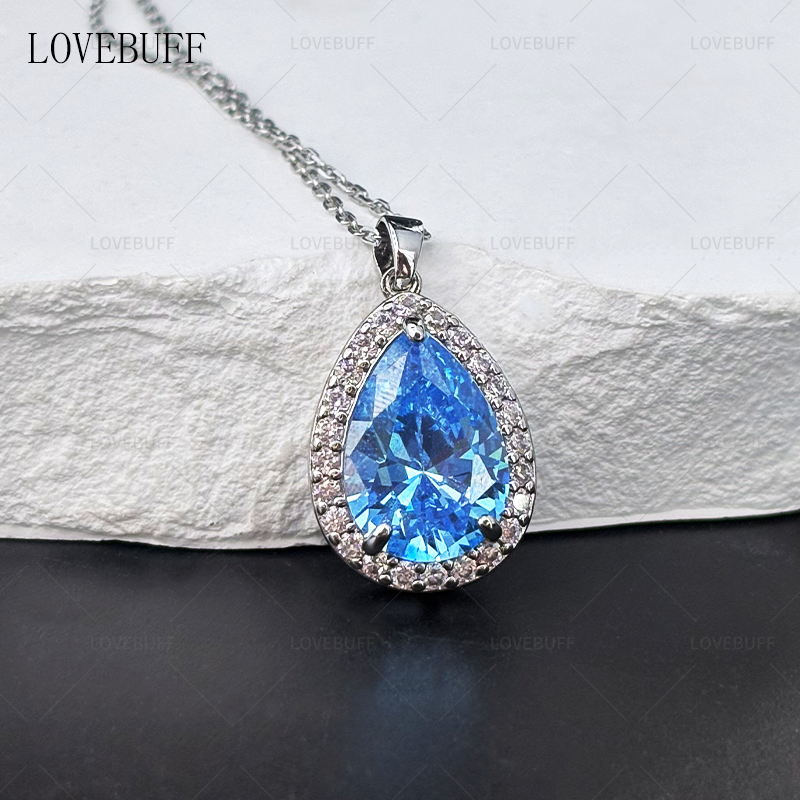 Sofia the First Amber Blue Teardrop Pendant Cosplay Necklace