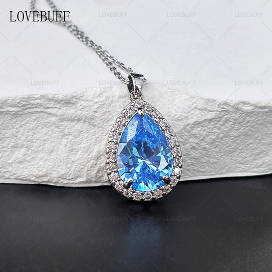 Sofia the First Amber Blue Teardrop Pendant Cosplay Necklace