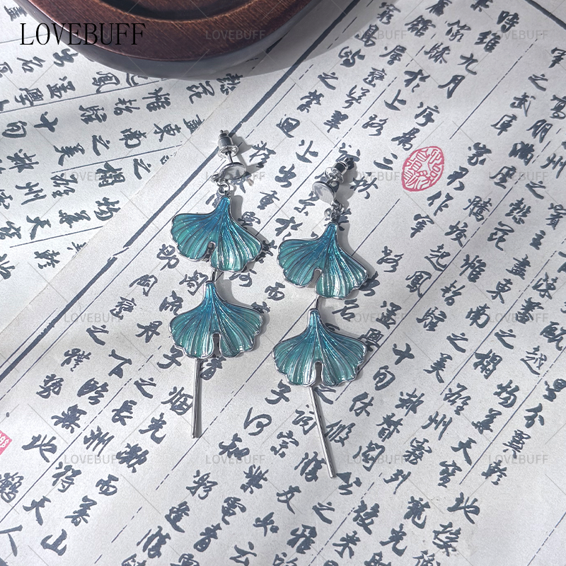 LOVEBUFF Where Winds Meet Chen Shen Cosplay Ginkgo Biloba Leaf Earrings