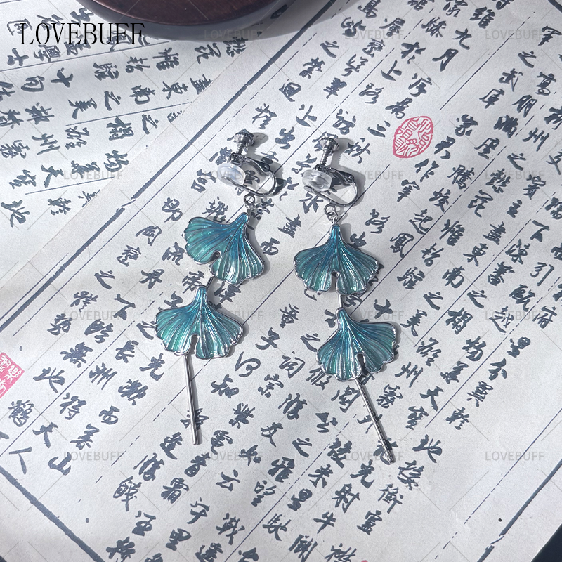 LOVEBUFF Where Winds Meet Chen Shen Cosplay Ginkgo Biloba Leaf Earrings