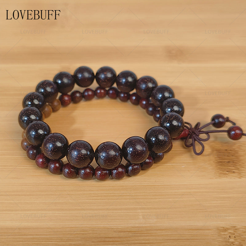 LOVEBUFF Light And Night Sariel Rosewood Beads Beaded Bracelet 2pc Set