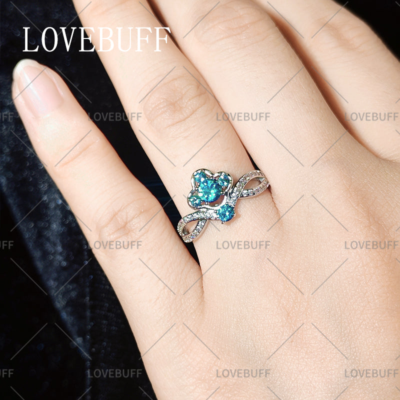 LOVEBUFF Light and Night 5th Anniversary Engagement Ring Wedding Band